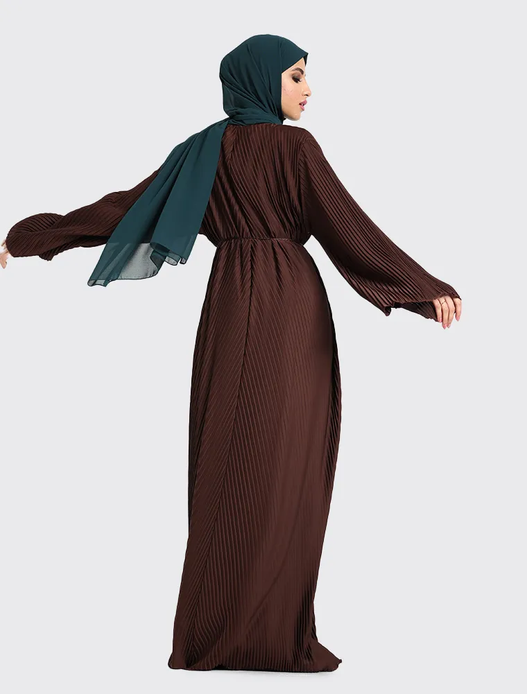 Chocolate Pleated Abaya
